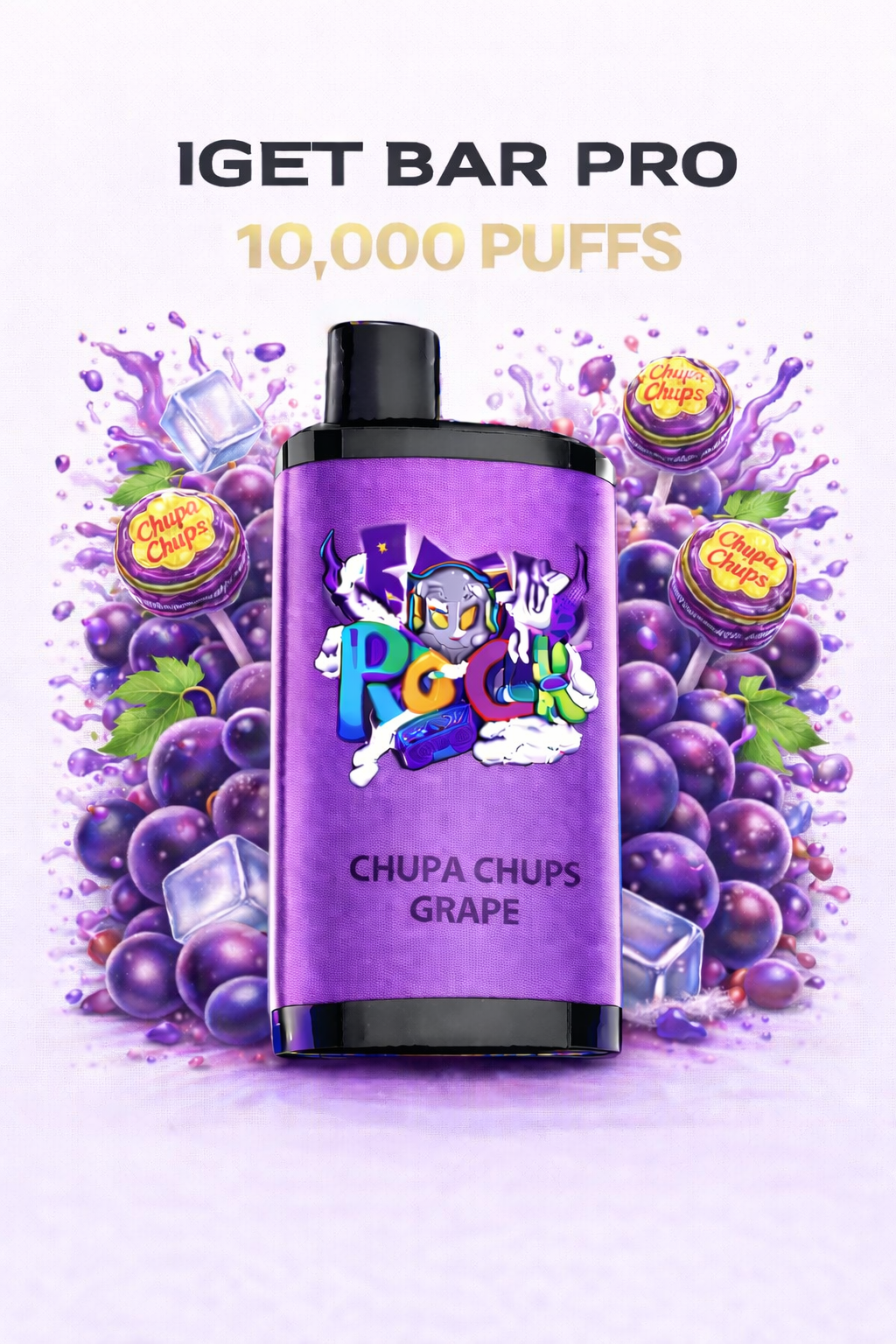 CHUPA CHUPS GRAPE (NEW FLAVOUR!) - IGET BAR PRO 10,000