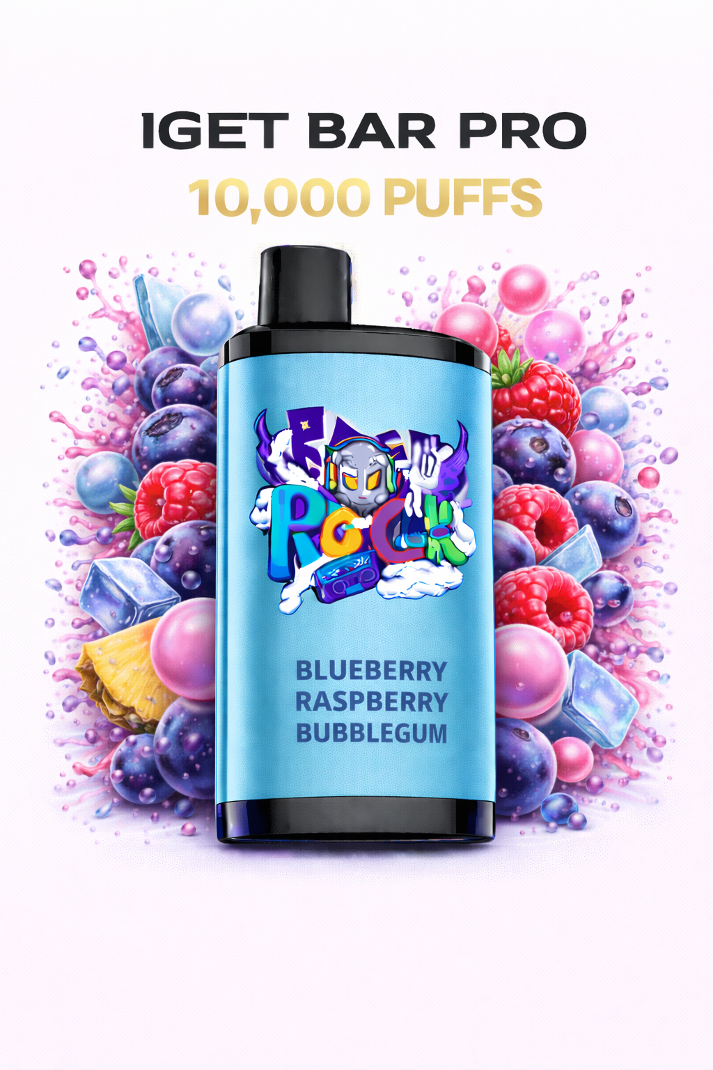 BLUEBERRY RASPBERRY BUBBLEGUM (NEW FLAVOUR!) - IGET BAR PRO 10,000